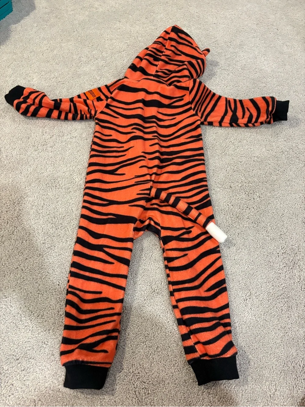 Kids Orange & Black Tiger Hooded One-Piece 2T